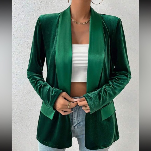 Set of 2 Emerald green / red blazer jacket- velvet velour - Picture 2 of 11